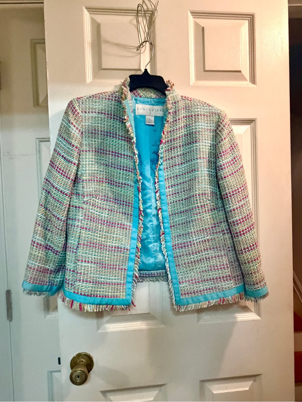 Doncaster Mint and Turquoise Tweed Fringe Jacket